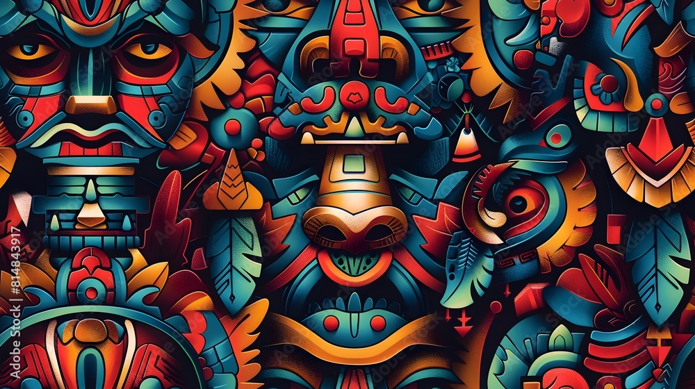 Aufkleber intricate psychedelic digital art with bold geometric patterns and vibrant colors evoking a surreal 