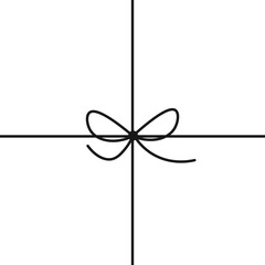 Bow ribbon string line black rope tie the package design vector