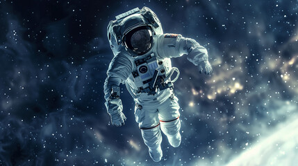 Astronaut in outer space over the planet Earth.