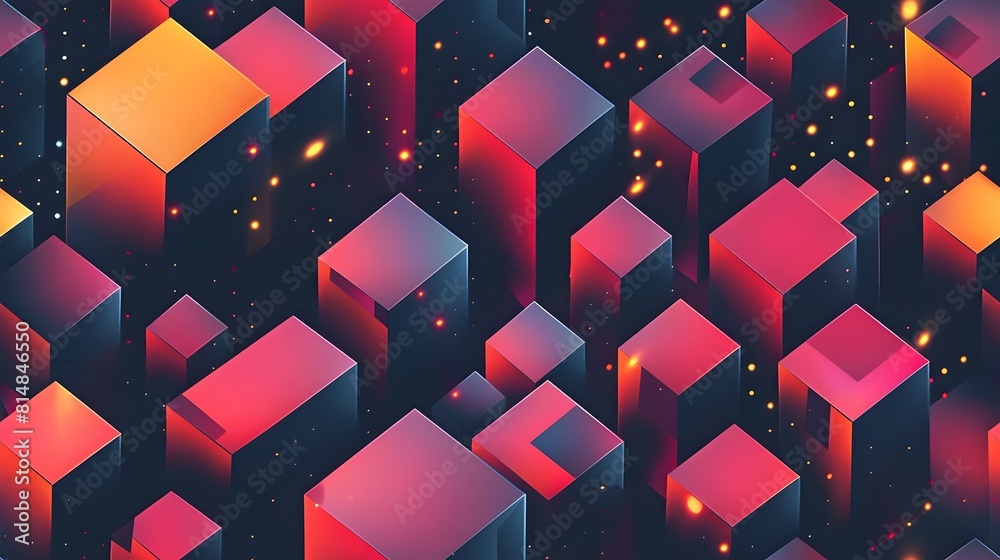 Fototapete luminous geometric illusion captivating polygonal patterns in vibrant colors create a striking digit