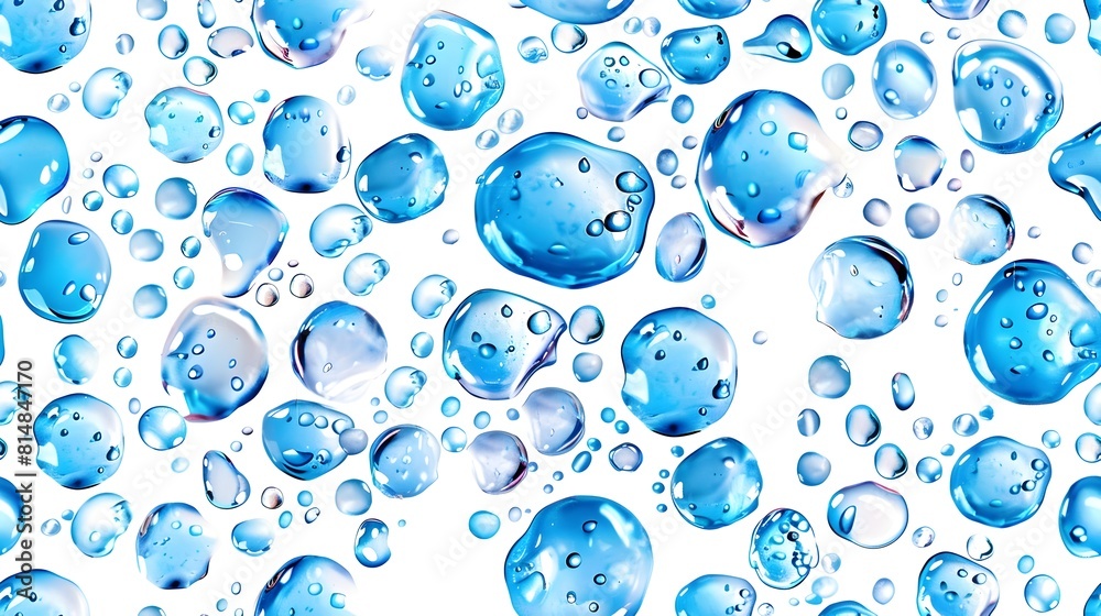 Poster mesmerizing aquatic droplets cascading through transparent spheres