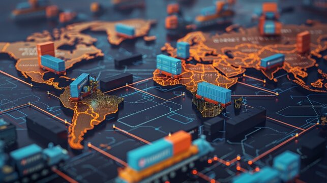 a tier 1 software supply chain map, 3d render