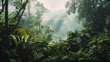 Discover the serene beauty of nature renewed as sunlight filters through the canopy of a restored forest, bringing life and vitality to the once barren landscape. [Image ID: A_forest_restored_aft-D486