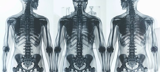 illustration of human skeleton in x-ray on white background