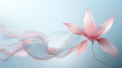 organza lily on a pale blue background with a train. copy space