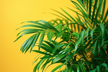 a houseplant. palm tree on a yellow background