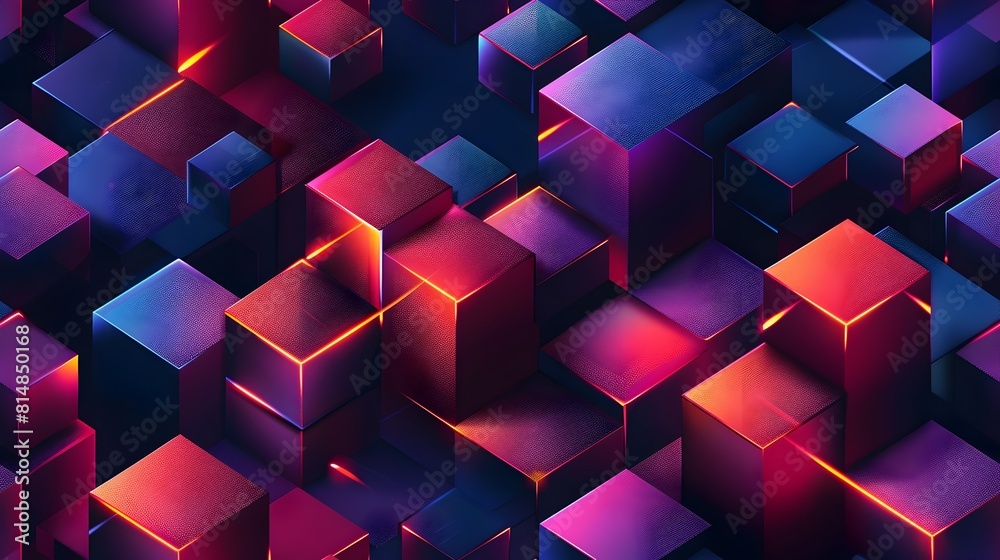 Poster radiant geometric illusion hypnotic 3d prism pattern with luminous neon glow and vibrant colorful li