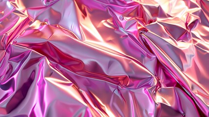 Abstract pink crumpled foil texture.