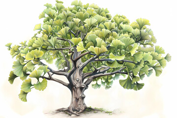 Ginkgo (Ginkgo biloba) (Colored Pencil) - China - Ancient and unique, with fan-shaped leaves and medicinal properties. They are considered living fossils and have cultural significance