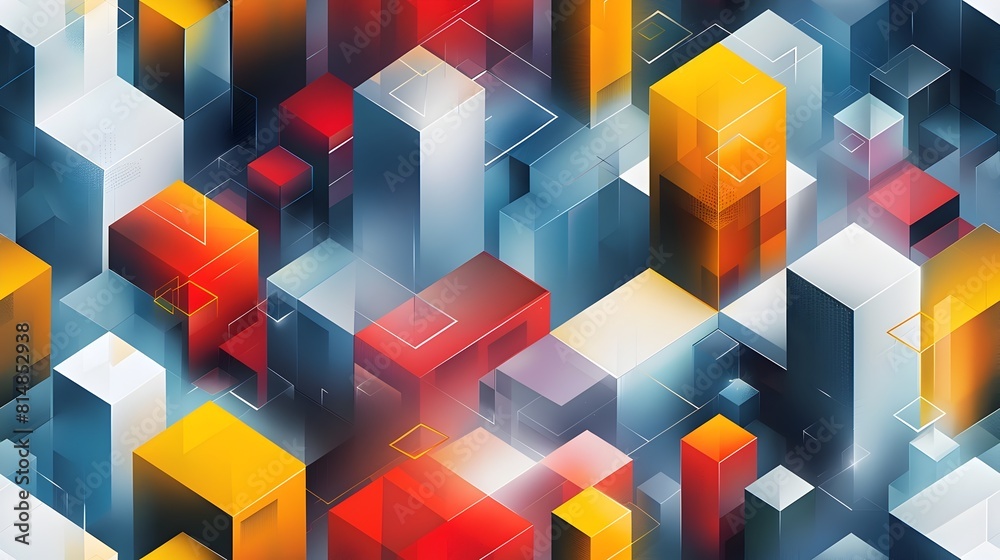 Leinwandbilder Vibrant Geometric Shapes and Structures Forming a Dynamic Abstract Architectural Composition