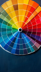 Obraz premium master palate paint color wheel with different colorful geometric swatches in a rainbow color tones in a circle 