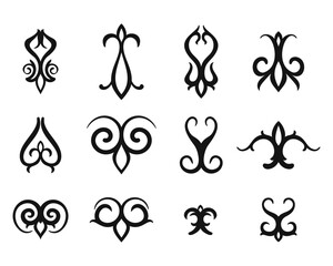 Traditional Kazakh ornaments vector set