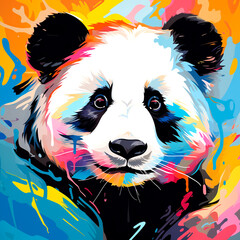 Image of a fresh pastel colored panda. The concept is cheerful and cute.