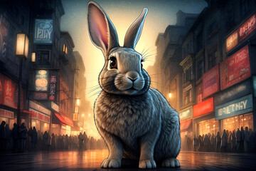 Rabbit Sketch Color Wall Art. Advertising signs. Product design. Product sales. Fabric design, Digital printing, Prints Room Decoration.