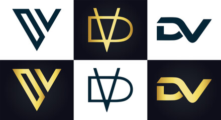 DV logo. D V design. White DV letter. DV, D V letter logo design. Initial letter DV linked circle uppercase monogram logo. D V letter logo vector design. 