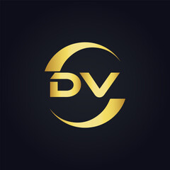 DV logo. D V design. White DV letter. DV, D V letter logo design. Initial letter DV linked circle uppercase monogram logo. D V letter logo vector design. 