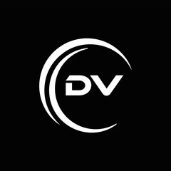 DV logo. D V design. White DV letter. DV, D V letter logo design. Initial letter DV linked circle uppercase monogram logo. D V letter logo vector design. 