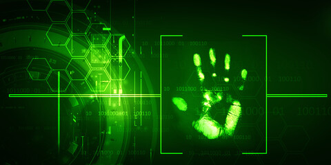 2d Illustration Fingerprint Scanning Technology Concept 