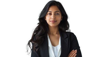 beautiful Indian business woman isolated on transparent and white background.PNG image.