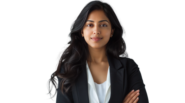 beautiful Indian business woman isolated on transparent and white background.PNG image.