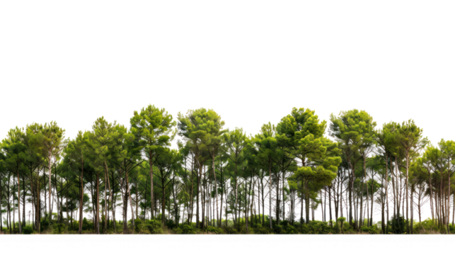 High definition Treeline isolated on transparent and white background.PNG image.