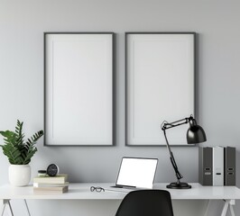 mock up poster frame in modern interior background, interior space, living room, Contemporary style, 3D render, 3D illustration