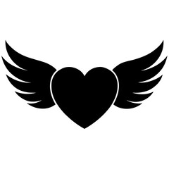 Naklejka premium heart shape with wings flying vector illustration design logo concept vector silhouette