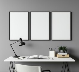 mock up poster frame in modern interior background, interior space, living room, Contemporary style, 3D render, 3D illustration