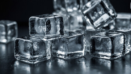 Image of clear crystal ice cubes on the table 17