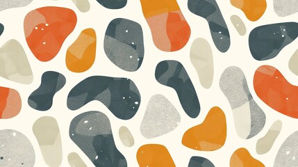 minimal bohemian style free shape seamless pattern , geometric shape with line print grungy texture, Generative Ai
