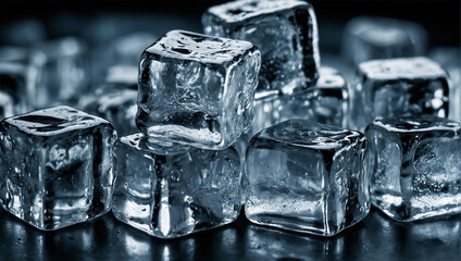 Image of clear crystal ice cubes on the table 18