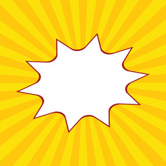 Promo Templete, Yellow comics Background, Comic Bubble in Pop, orange sunshine with white background