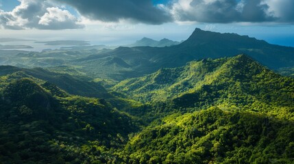 Aerial view of the El Yunque National Forest in Puerto Rico, the only tropical rainforest in the U.S. National Forest Sys