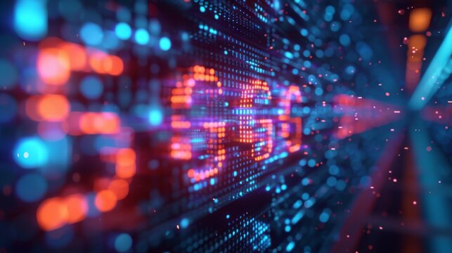 Dynamic background with glowing dot and line connectivity depicting highspeed 5g or 6g mobile technology, abstract digital concept