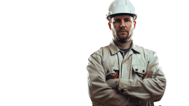 Technician confident separated from white background