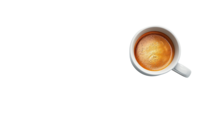 coffee cup top view isolated on transparent and white background.PNG image.