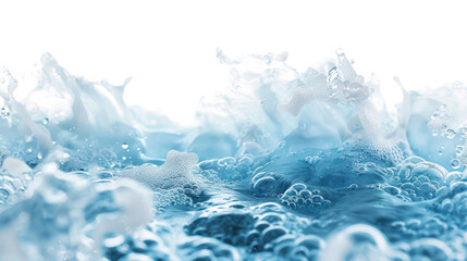 Blue sea wave with white foam isolated on transparent and white background.PNG image.