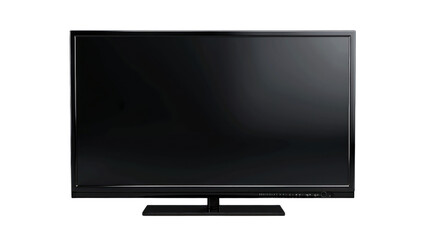 Black LED tv television screen blank isolated on transparent and white background.PNG image.