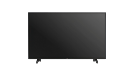 Black LED tv television screen blank isolated on transparent and white background.PNG image.