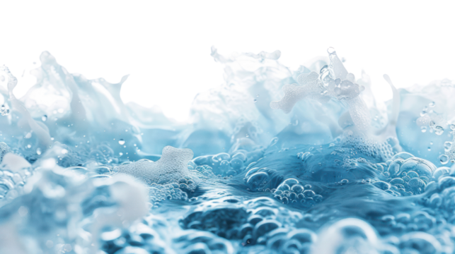 Blue sea wave with white foam isolated on transparent and white background.PNG image.