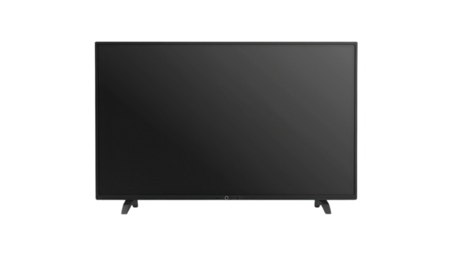 Black LED tv television screen blank isolated on transparent and white background.PNG image.