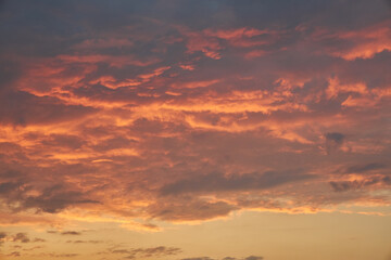 Cloudscape of cumulus sunset clouds