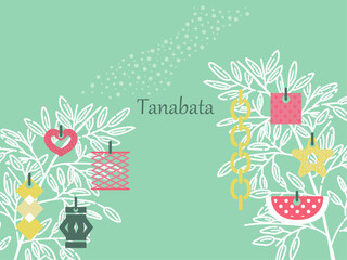 ガーリーな七夕のイラスト