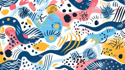 minimal bohemian seamless pattern , geometric shape with line print grungy texture, Generative Ai