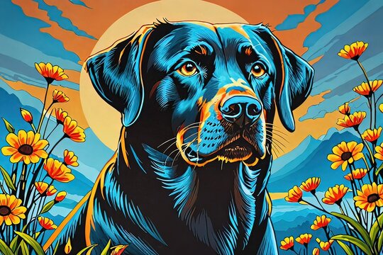 AI bellissimo cane disegno colori vividi 02