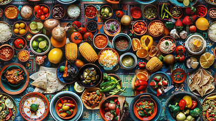 Vibrant and Appetizing Photo Realistic Street Food Fiesta Tiles Concept Featuring Colombian Street Food Illustrations   Festival Inspired Decor for Photo Stock Ideas
