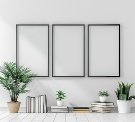 mock up poster frame in modern interior background, close up, living room, Scandinavian style, 3D render, 3D illustration.