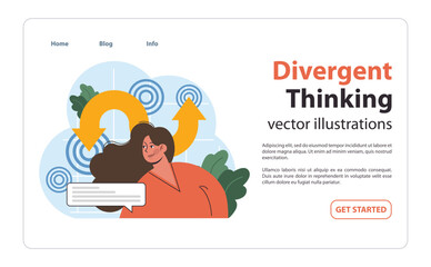 Divergent thinking in action. Flat vector illustration