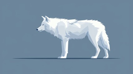Arctic wolf flat design, side view, wolf theme, animation, Monochromatic Color Scheme
