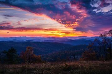 Obraz premium breathtaking sunset over the rolling hills